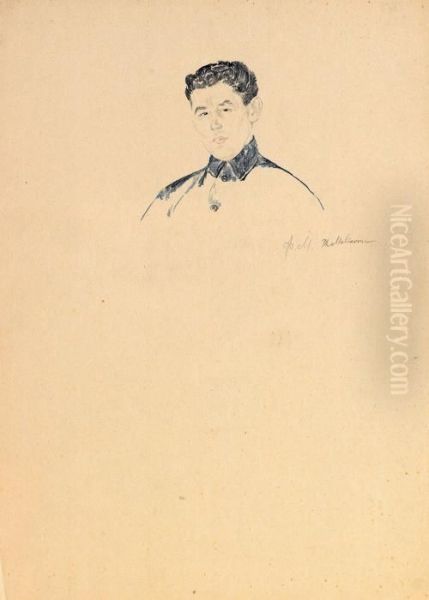 Portrait Of A Young Bolshevik Oil Painting by Philippe Andreevitch Maliavine