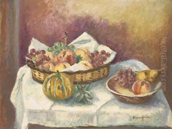 Corbeille De Fruits Et Melon Oil Painting by Henri Charles Manguin