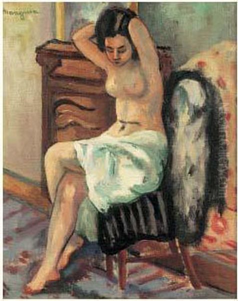 Jeune Femme, Assise, Bras Derriere La Tete, Vers 1924 Oil Painting by Henri Charles Manguin