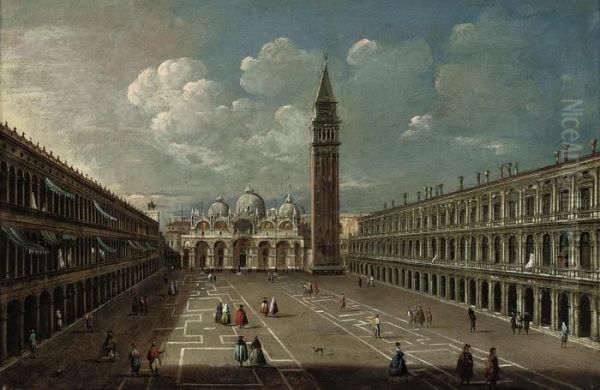 Piazza San Marco, Venice, 
Looking East, With The Torredell'orologio, The Campanile, The Doge's 
Palace And The Procuratienuove Oil Painting by Michele Marieschi