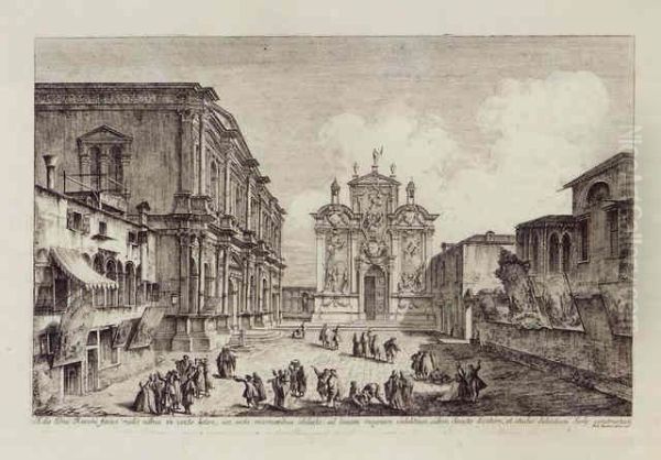 The Courtyard Of The Ducal Palace (#) Campo S Rocco Oil Painting by Michele Marieschi