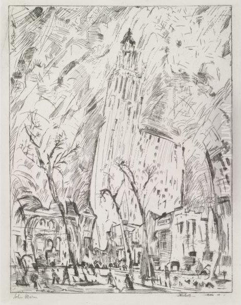 Woolworth Building Oil Painting by John Marin