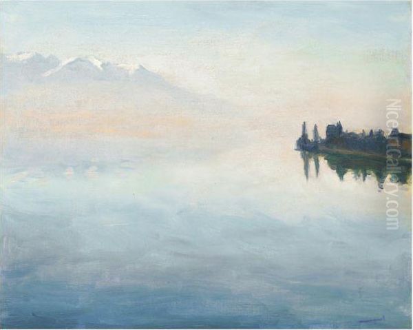 Le Lac Leman Vu De Montreux Oil Painting by Albert Marquet