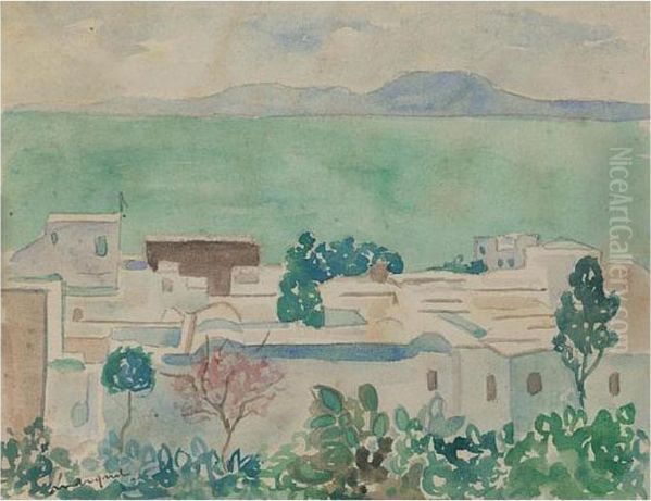 Sidi-bou-said, La Baie De Tunis Oil Painting by Albert Marquet