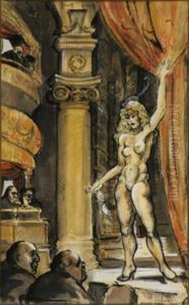 Burlesque Dancer Oil Painting by Reginald Marsh