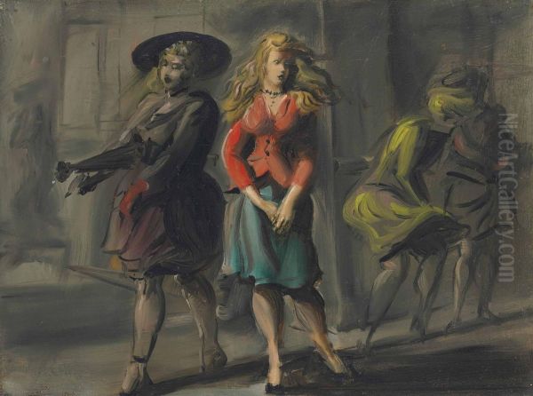 Street Scene Oil Painting by Reginald Marsh