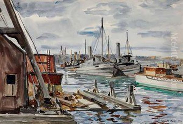 Tugs Oil Painting by Reginald Marsh