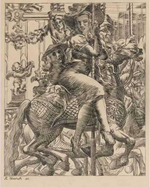 Merry-go-round Oil Painting by Reginald Marsh