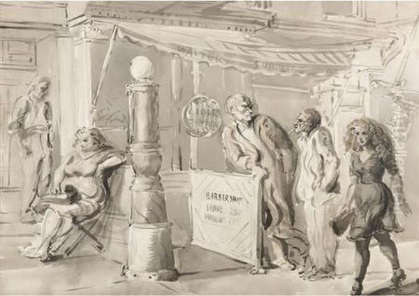 Apple Cider Tavern Oil Painting by Reginald Marsh