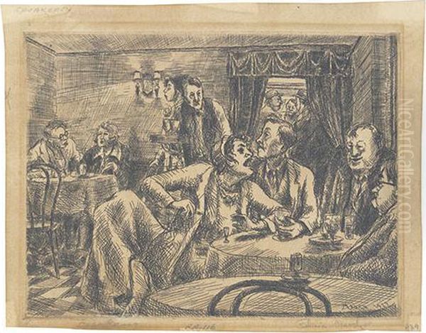 Speakeasy--julius' Annex. Oil Painting by Reginald Marsh