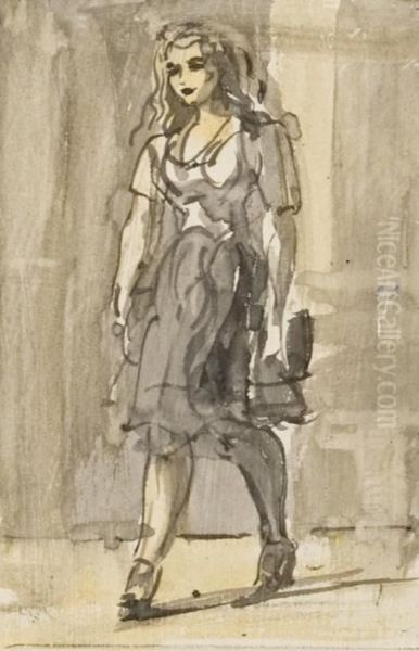 Young Lady Walking Ii Oil Painting by Reginald Marsh