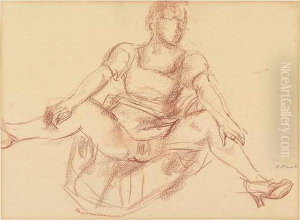 Study Of A Seated Model. Oil Painting by Reginald Marsh