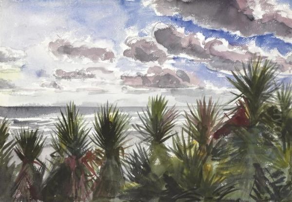 Palm Trees Oil Painting by Reginald Marsh