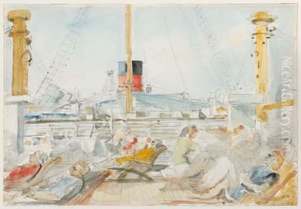 The Sun Deck Oil Painting by Reginald Marsh