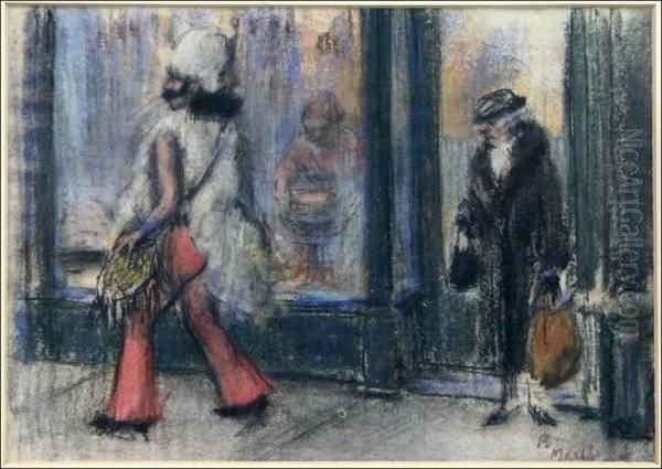 [attributed To] Shopping Ladies Oil Painting by Reginald Marsh
