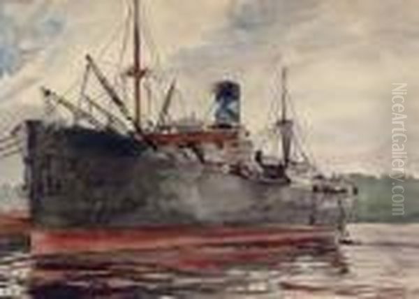 Ship At Dock Oil Painting by Reginald Marsh
