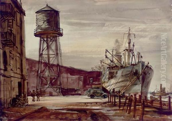 Along The Waterfront Oil Painting by Reginald Marsh