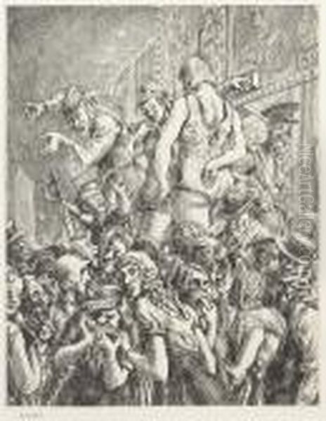 Barker Oil Painting by Reginald Marsh