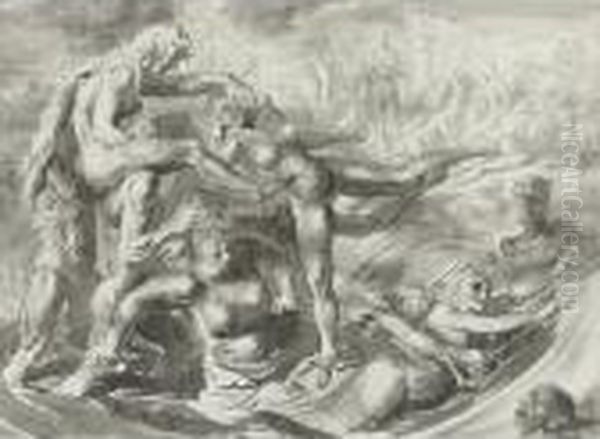 Nude Figures Oil Painting by Reginald Marsh