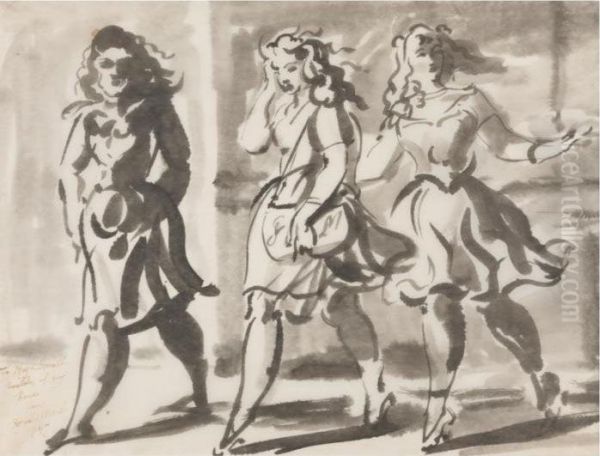 Three Women Oil Painting by Reginald Marsh