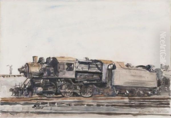 Locomotive Oil Painting by Reginald Marsh