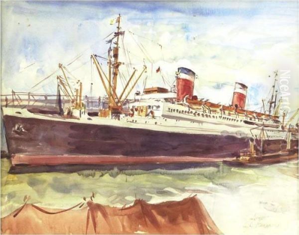 S.s. Manhattan Oil Painting by Reginald Marsh