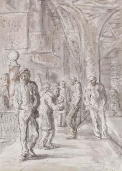 Bowery Scene (strokey's) Oil Painting by Reginald Marsh