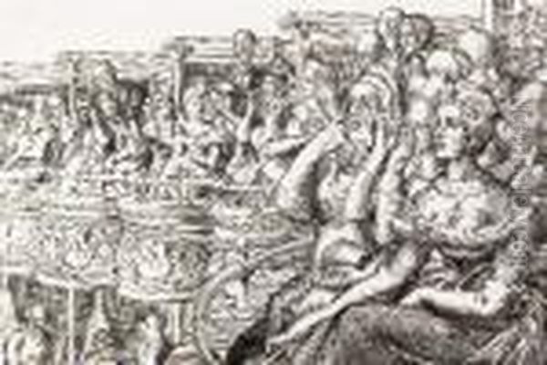 Burlesk Runway; And Grand Tier At The Met Oil Painting by Reginald Marsh