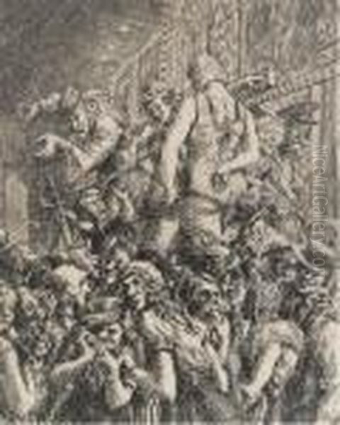 The Barker Oil Painting by Reginald Marsh