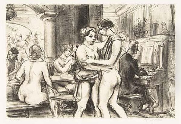 Rue Blondel #2<</b> Oil Painting by Reginald Marsh