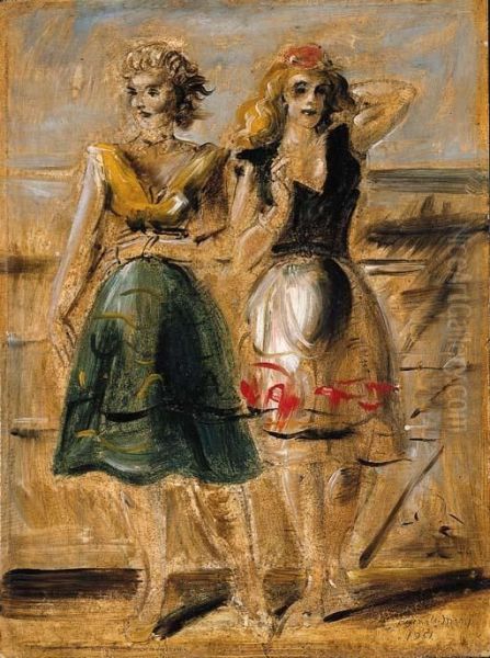 Two Girls Oil Painting by Reginald Marsh