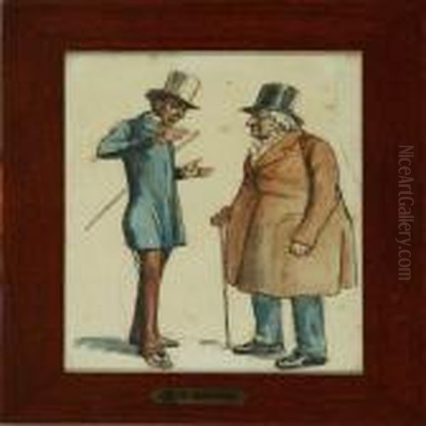 Five Figure And Animal Scenes Oil Painting by Wilhelm Marstrand
