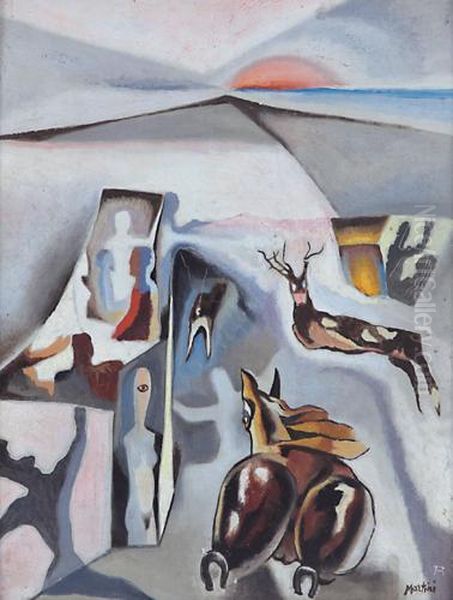 Giornata Di Caccia Oil Painting by Alberto Martini