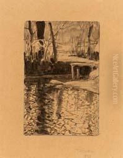 Ruscello - 1896 Oil Painting by Alberto Martini