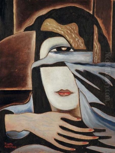 Donna Velata - (1925) Oil Painting by Alberto Martini