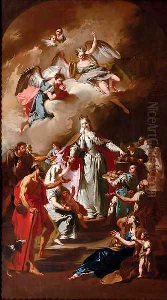 Saint Elizabeth of Thuringia distributing alms Oil Painting by Giambattista Pittoni