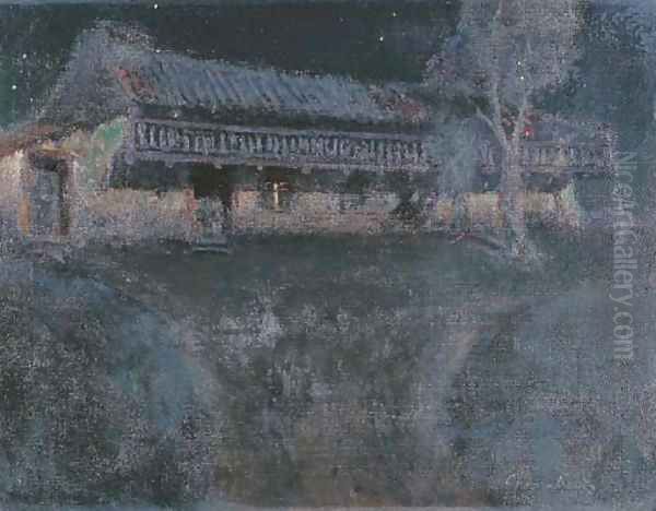 Moonlight Casa Escolar, Monterey Oil Painting by Charles Rollo Peters