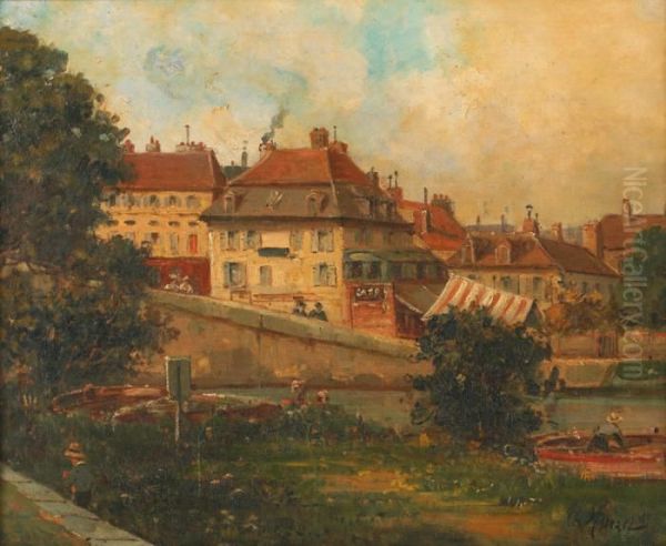 Paris, Bords De Seine Oil Painting by Gustave Mascart