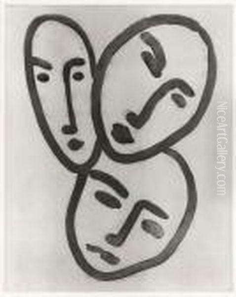 Trois Tetes, 
A L'amitie Oil Painting by Henri Matisse