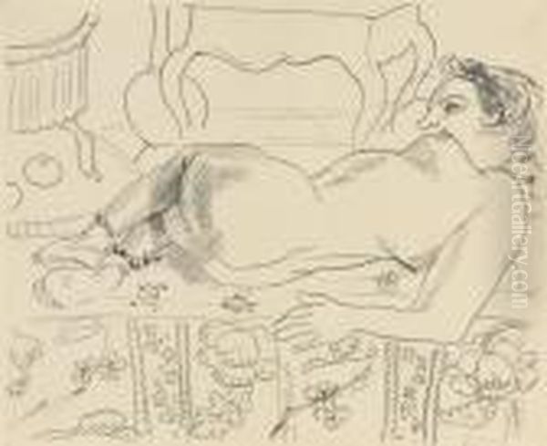Nu Couche Sur Sol Fleuri Oil Painting by Henri Matisse