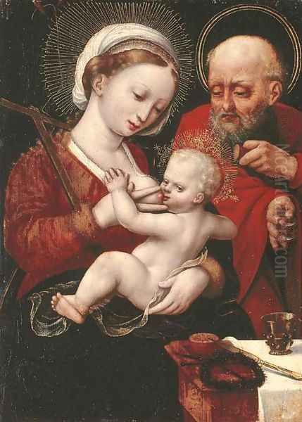 The Holy Family Oil Painting by The Master Of The Parrot