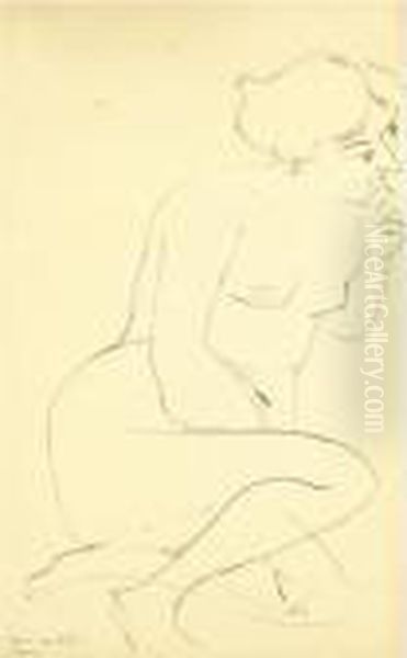 Nu Assis, Main Tenant Le Menton (d. 398) Oil Painting by Henri Matisse