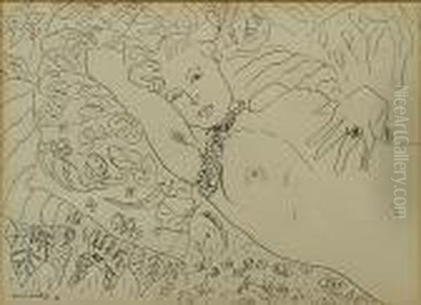 Liggend Naakt Tussen De Bloemen.
 Nu Couche Entre Les Fleurs Oil Painting by Henri Matisse
