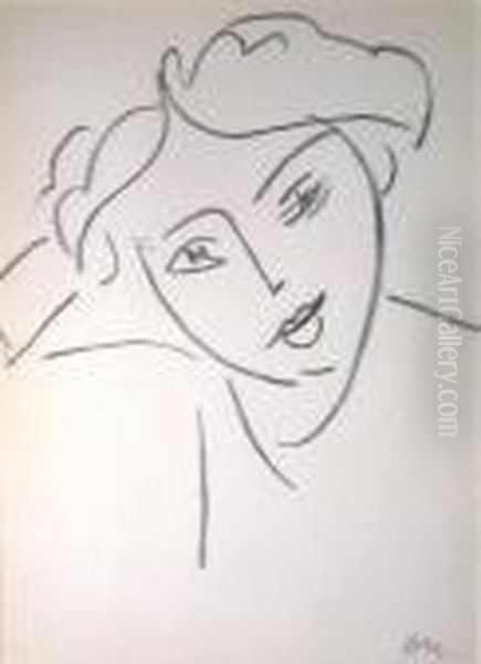 'portrait Of Woman' And 
'portrait Of Man', Lithographs, Published By Renade In Verve, 1958, 
Initialled In The Plate, 25cm X 19cm, Framed Oil Painting by Henri Matisse