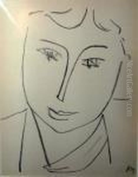 'portrait', Lithograph, 
Initialled In The Plate, Published 1958 By Verve, 26cm X 20cm, Framed Oil Painting by Henri Matisse