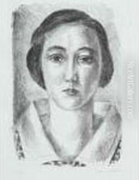 Jeune Fille En Robe Fleurie Au Col D'organdi (duthuit 429) Oil Painting by Henri Matisse