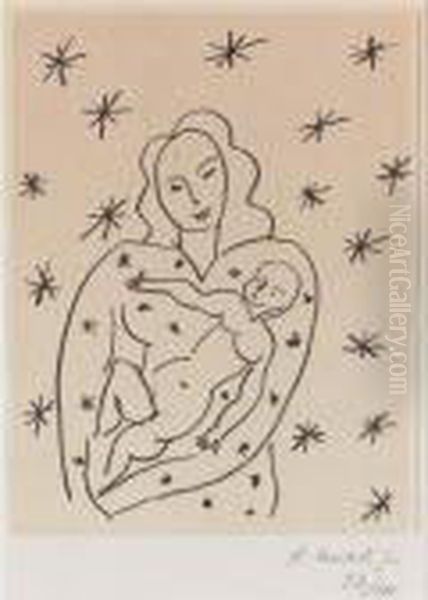 1869-1954
 Vierge Et Enfant Sur Fond Etoile (d. 647) Oil Painting by Henri Matisse