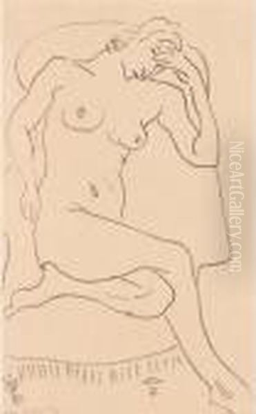 Nu Assis Dans Un Fauteuil, Une Jambe Repliee (d. 420) Oil Painting by Henri Matisse