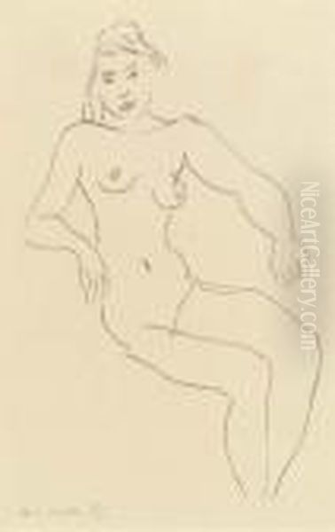 Nu Assis ,chevelure Foncee Oil Painting by Henri Matisse