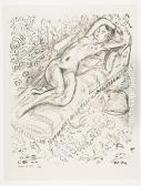 Nu Sur Chaise De Repos Sur Fond Moucharabien<</b> Oil Painting by Henri Matisse